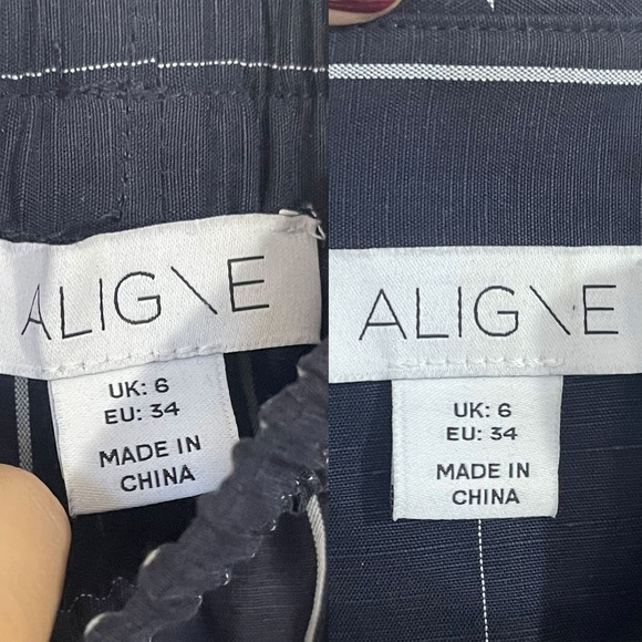 ALIGNE Pinstripe Lyocell Linen Wrap Front Shirt and Wide Leg Pants Sets Size 2 - Picture 11 of 15